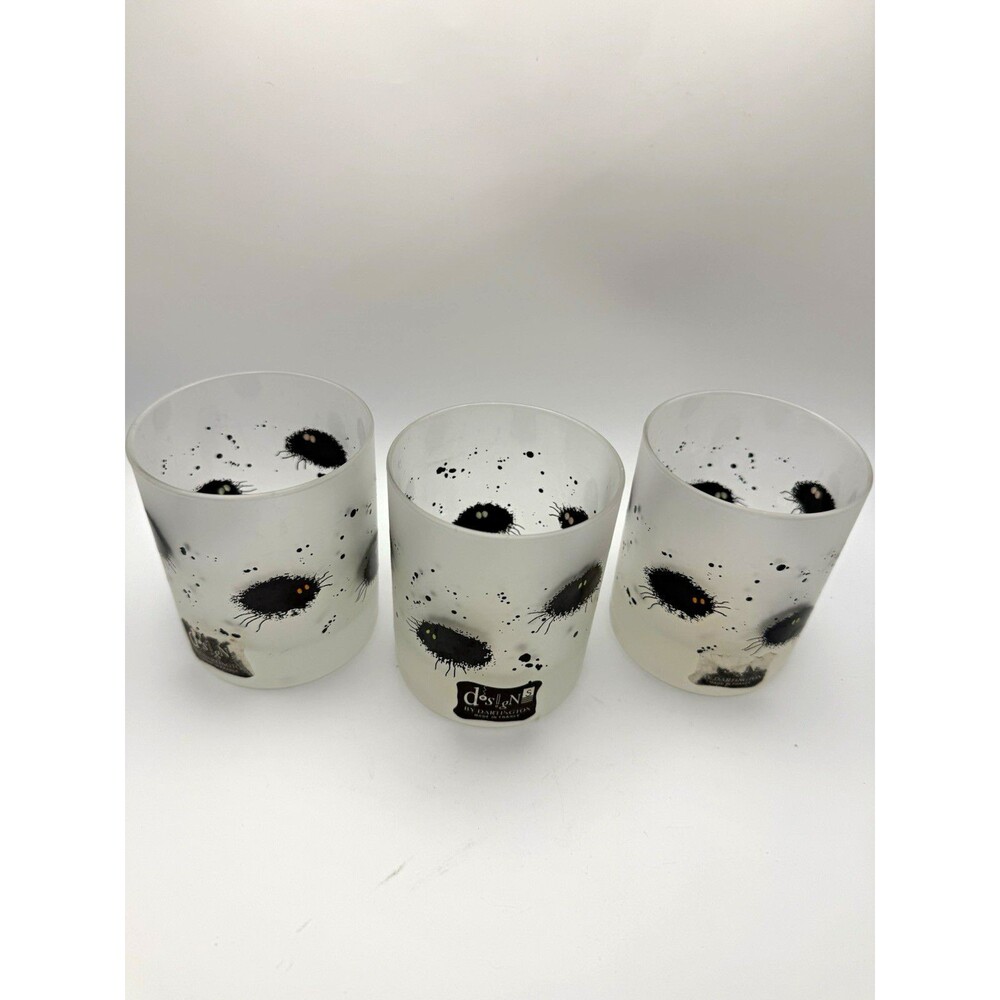 Vintage Designs Dartington Spider Old Fashioned Glasses Set 3 NOS Halloween READ